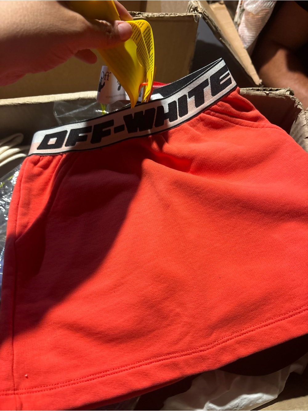 Off-White Kids Red Orange Skirt with Logo Elastic Waistband